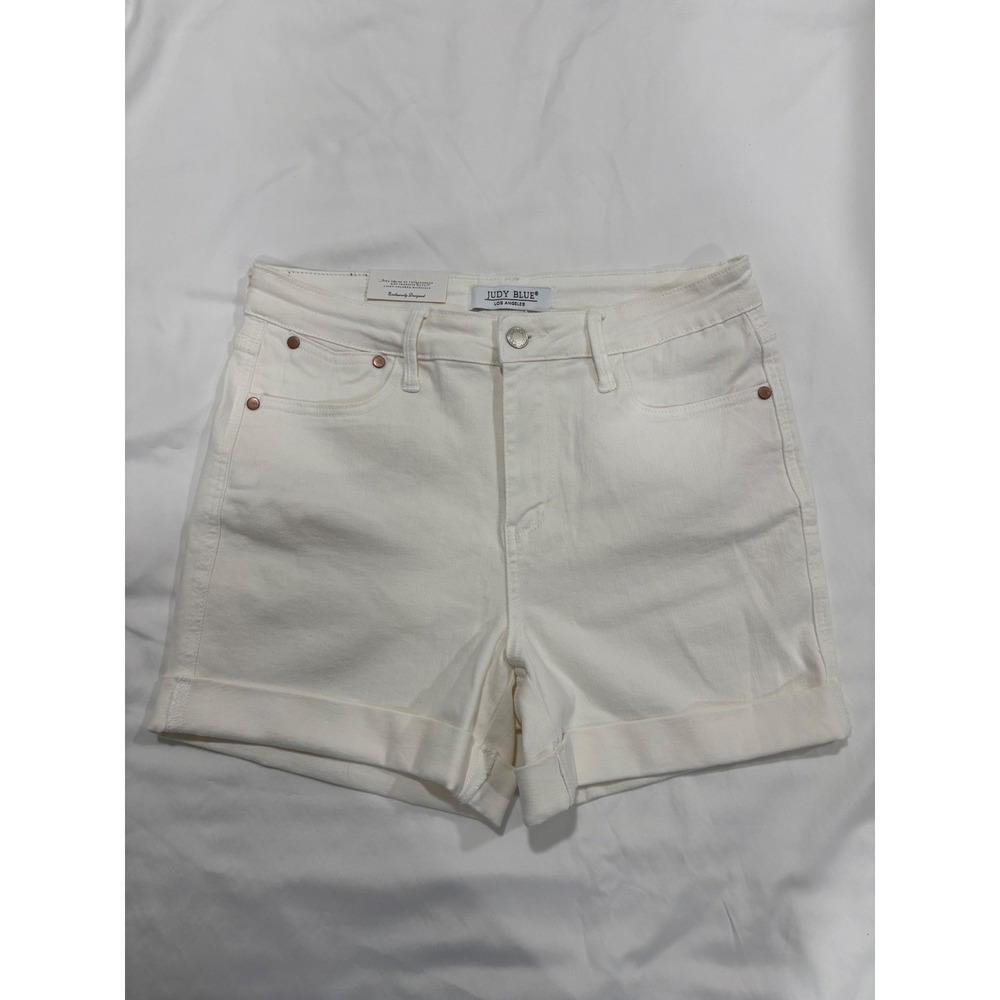NWT Judy Blue Spring Fling High Rise Shorts 4" White Medium JB150305 Stretch